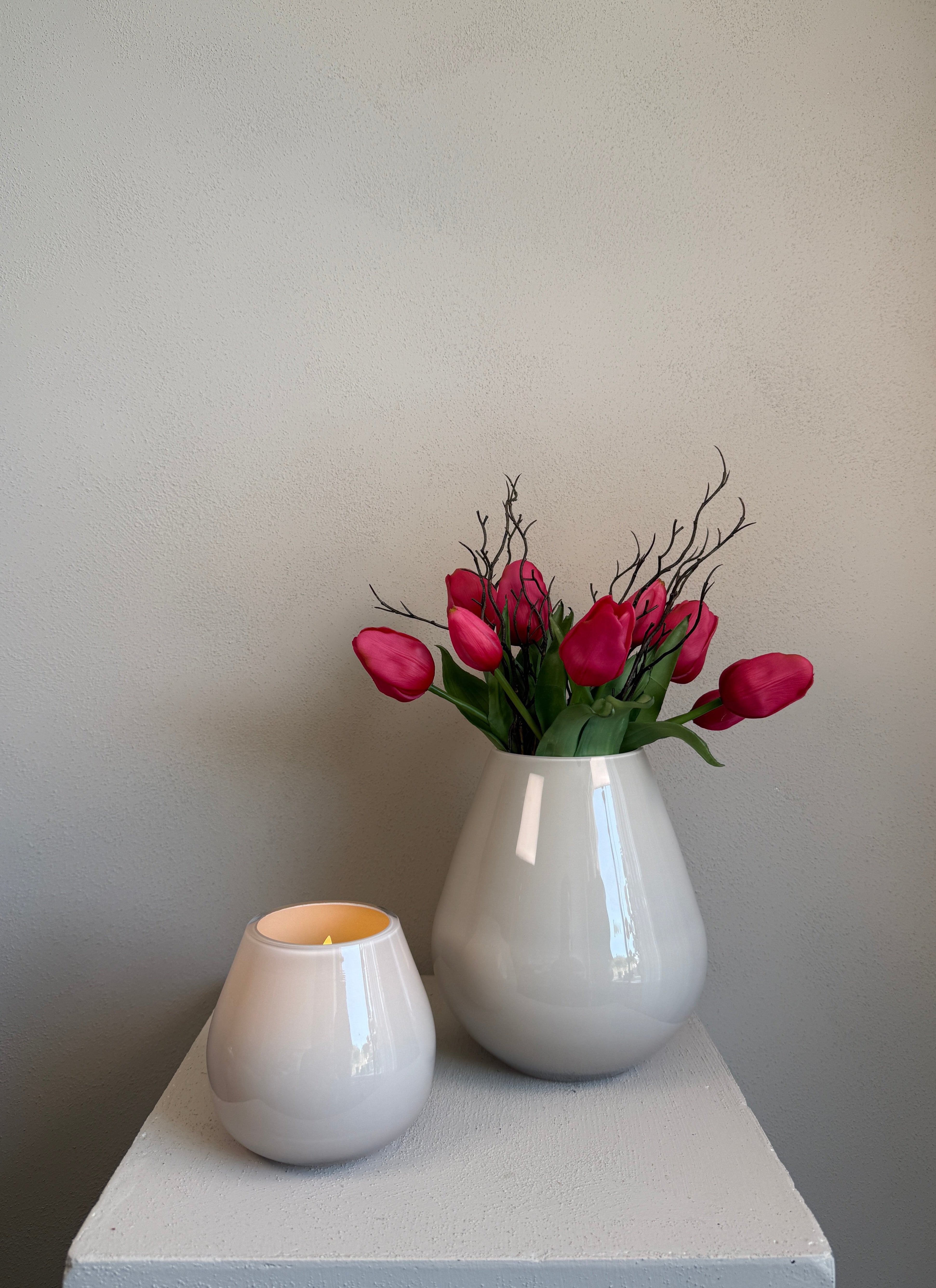 Real-Touch Kunst Tulpen (incl. vaas) Fuchsia
