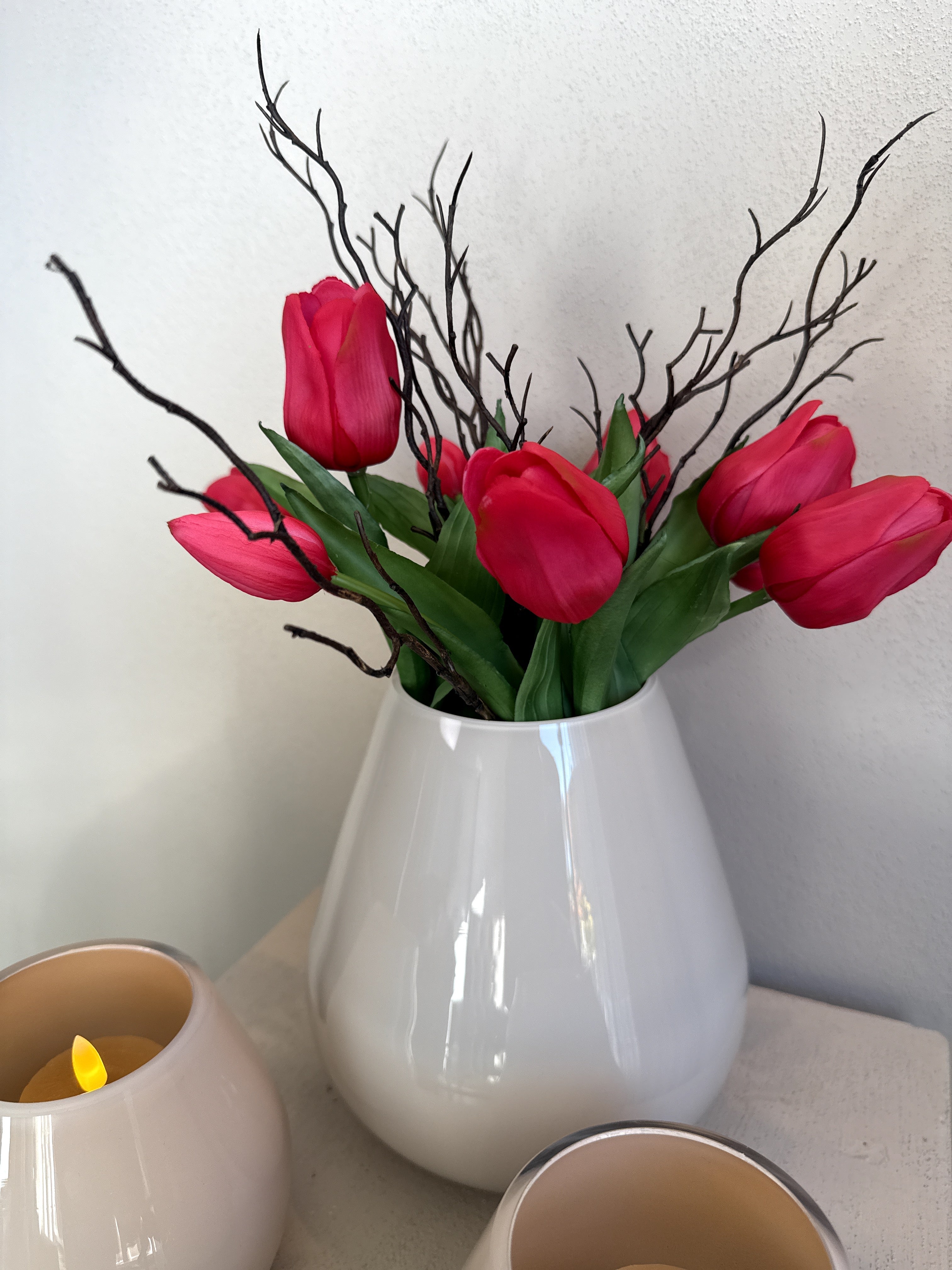 Real-Touch Kunst Tulpen (incl. vaas) Fuchsia