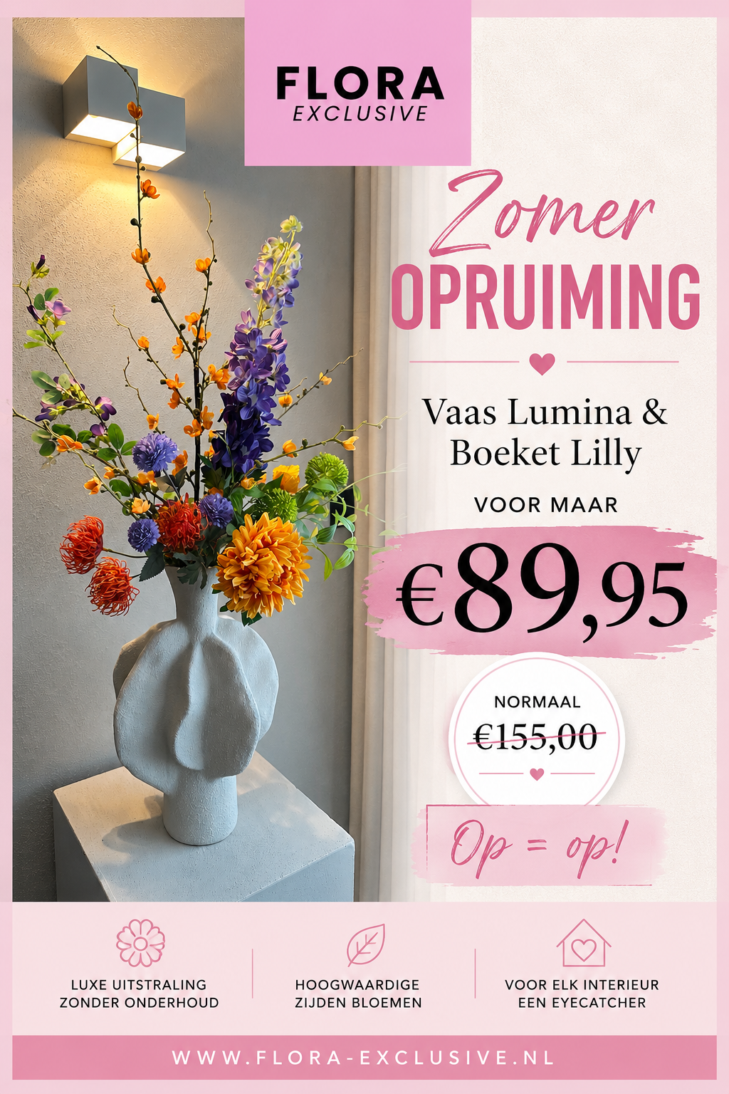 Boeket Lilly inclusief Lumina vaas