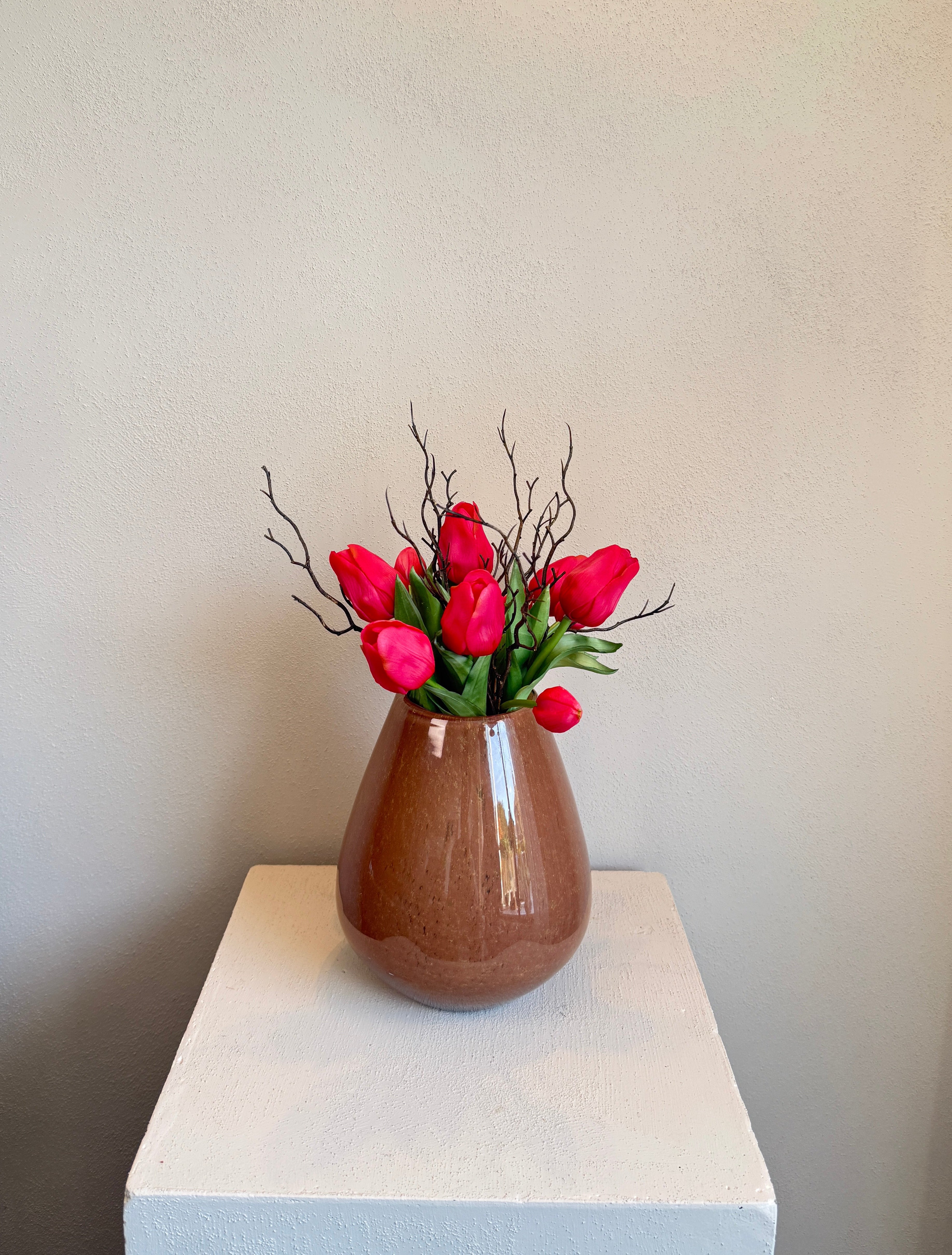 Real-Touch Kunst Tulpen (incl. vaas) Fuchsia