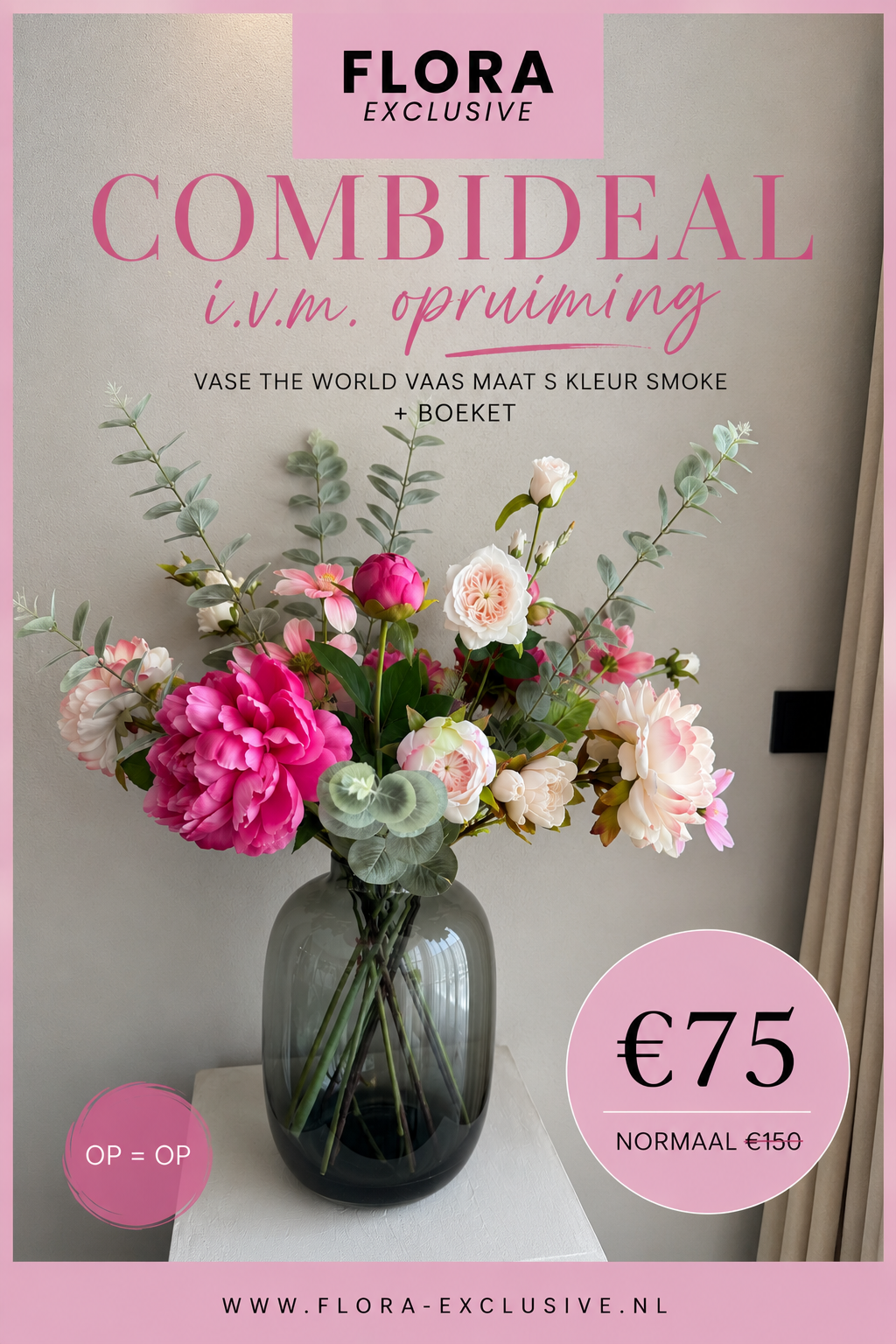 Combi deal - smoke vaas en boeket
