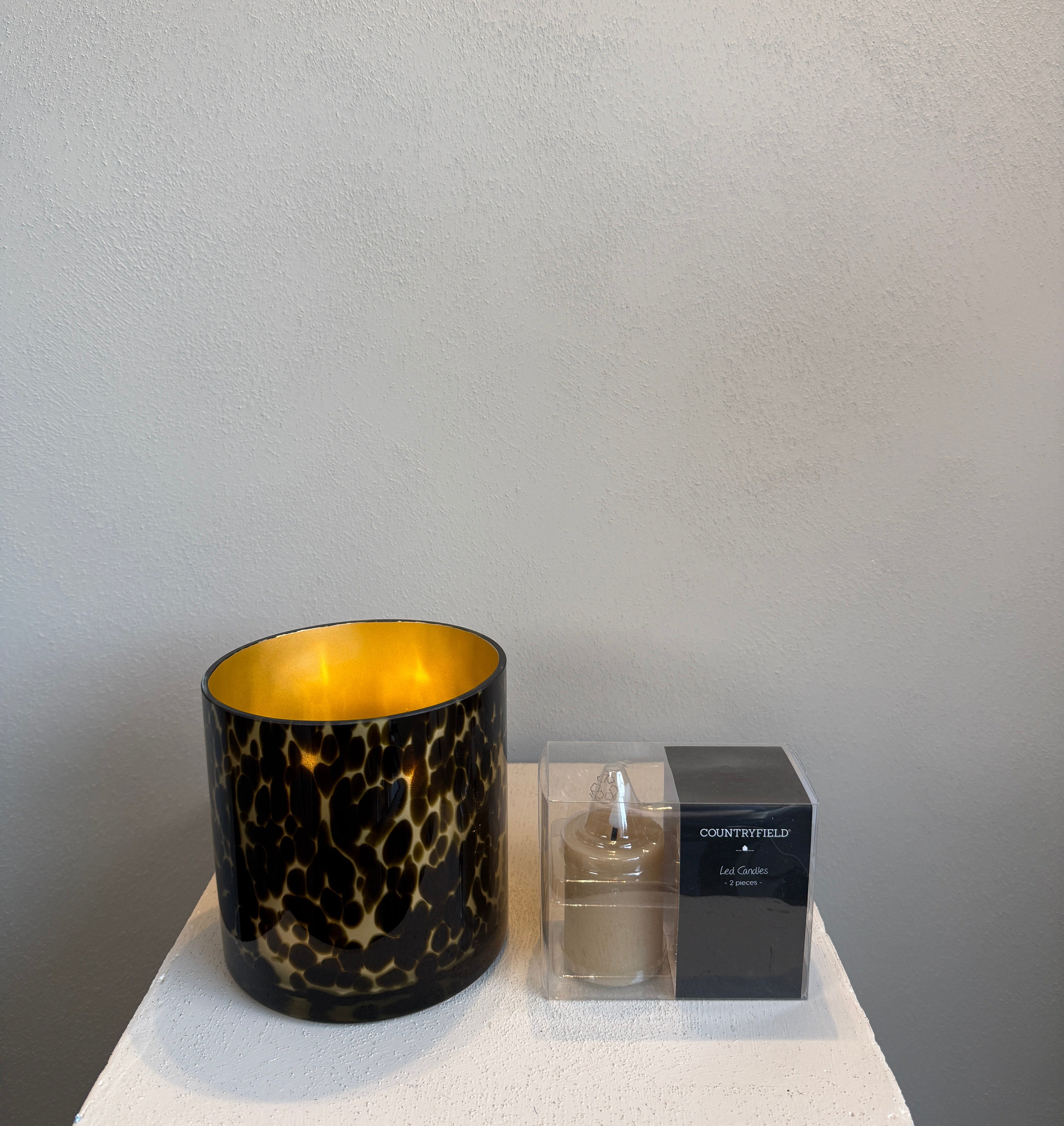 Waxinelichthouder Celtic gold cheetah Ø15 cm
